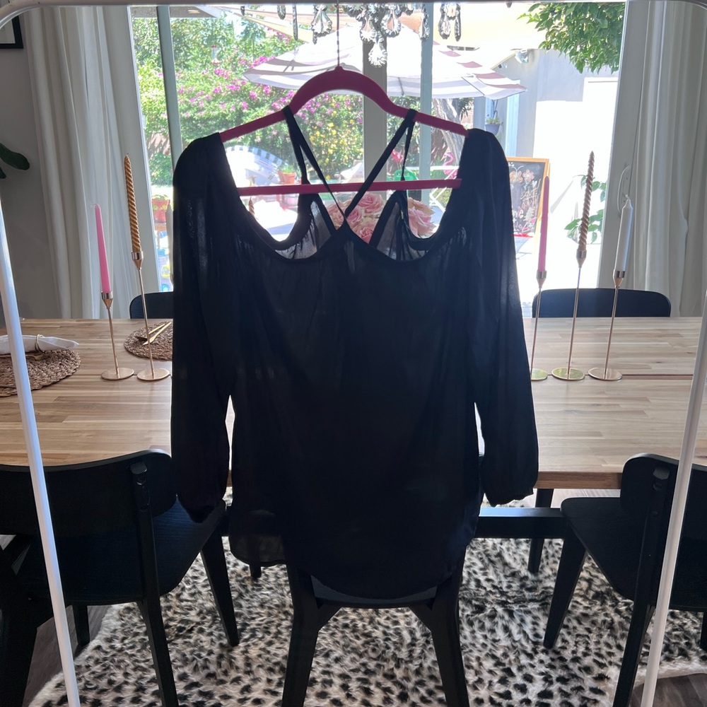 Black cross strap blouse